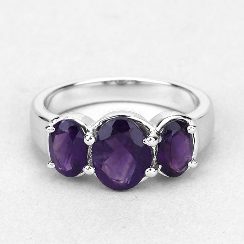 3.20 Carat Genuine Amethyst .925 Sterling Silver Ring
