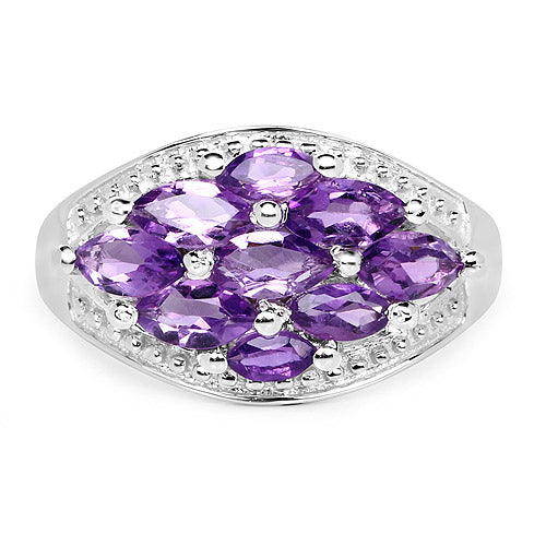 1.91 Carat Genuine  Amethyst .925 Sterling Silver Ring