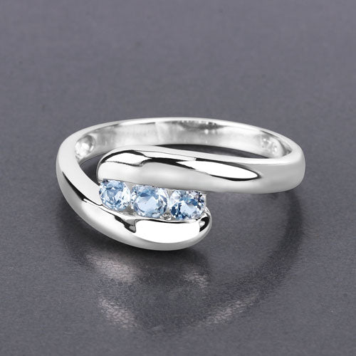 0.74 Carat Genuine Blue Topaz .925 Sterling Silver Ring