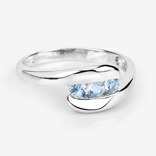 0.74 Carat Genuine Blue Topaz .925 Sterling Silver Ring