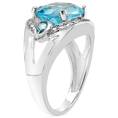 5.51 Carat Genuine Blue Topaz .925 Sterling Silver Ring