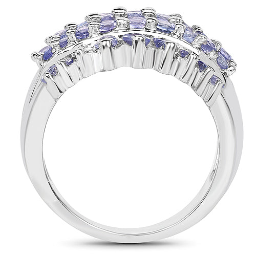 2.35 Carat Genuine Tanzanite .925 Sterling Silver Ring