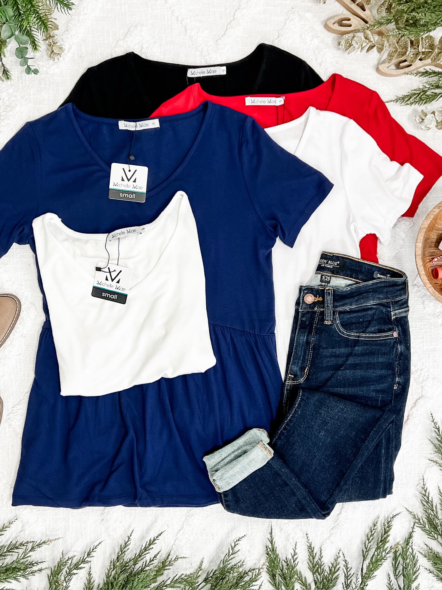 Michelle Mae Sarah Ruffle Top - Black