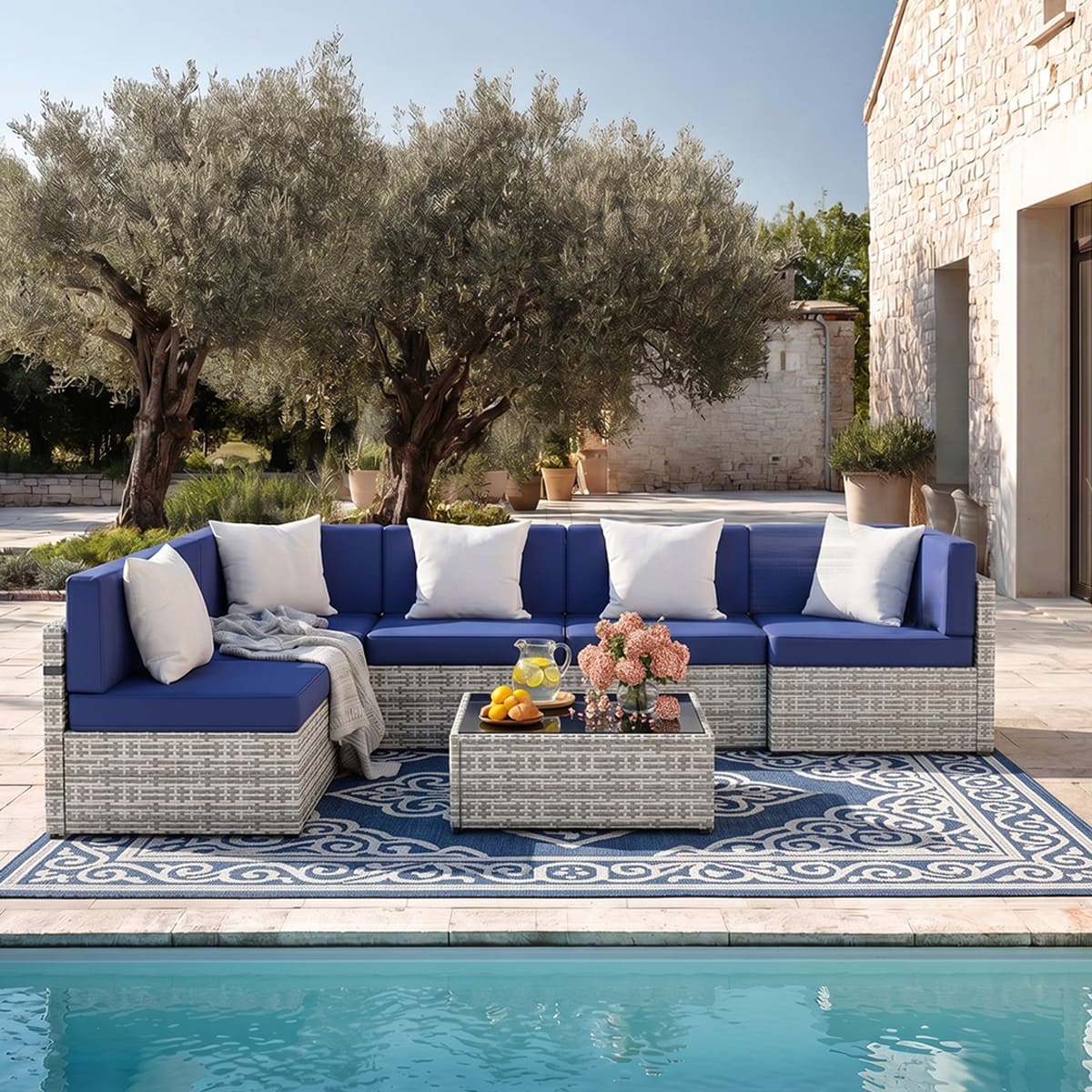 Axis 106.2" Classic Outdoor Sectional Set, 7-Piece