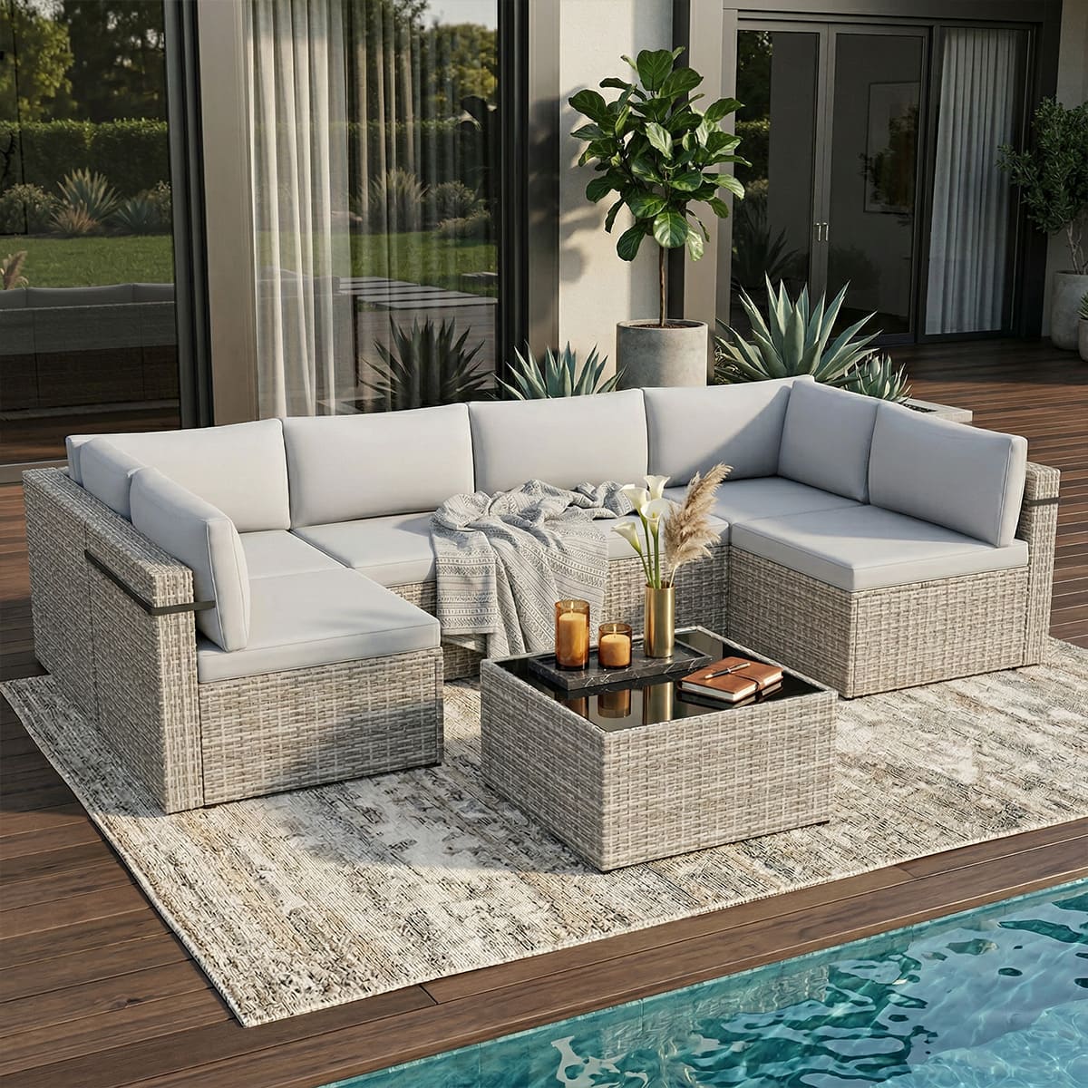 Axis 106.2" Classic Outdoor Sectional Set, 7-Piece