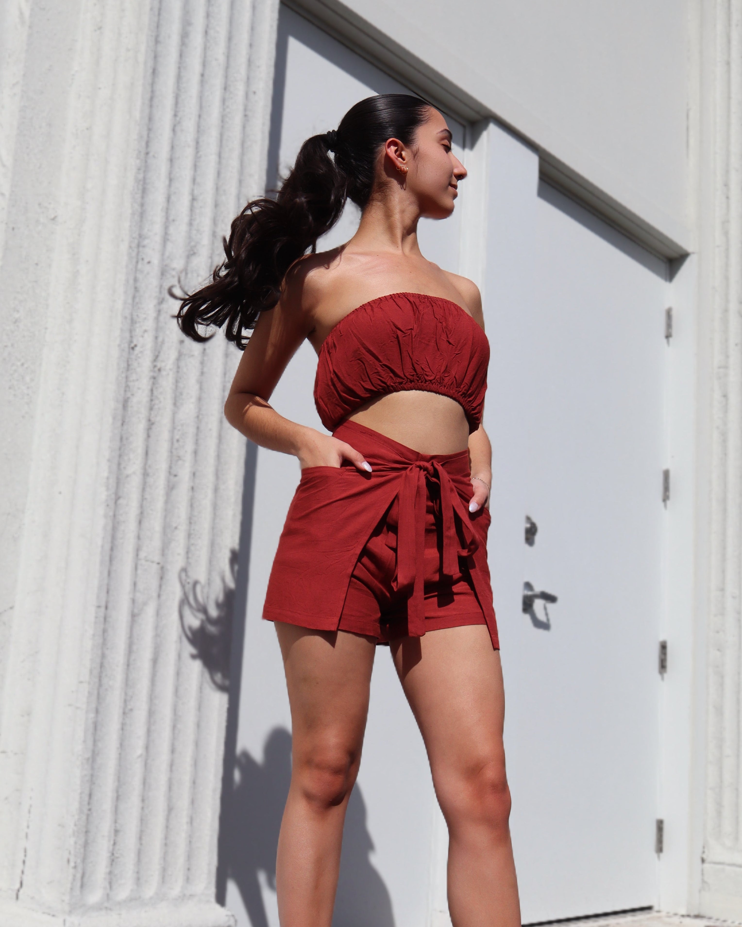 Pocket Wrap Short - Linen