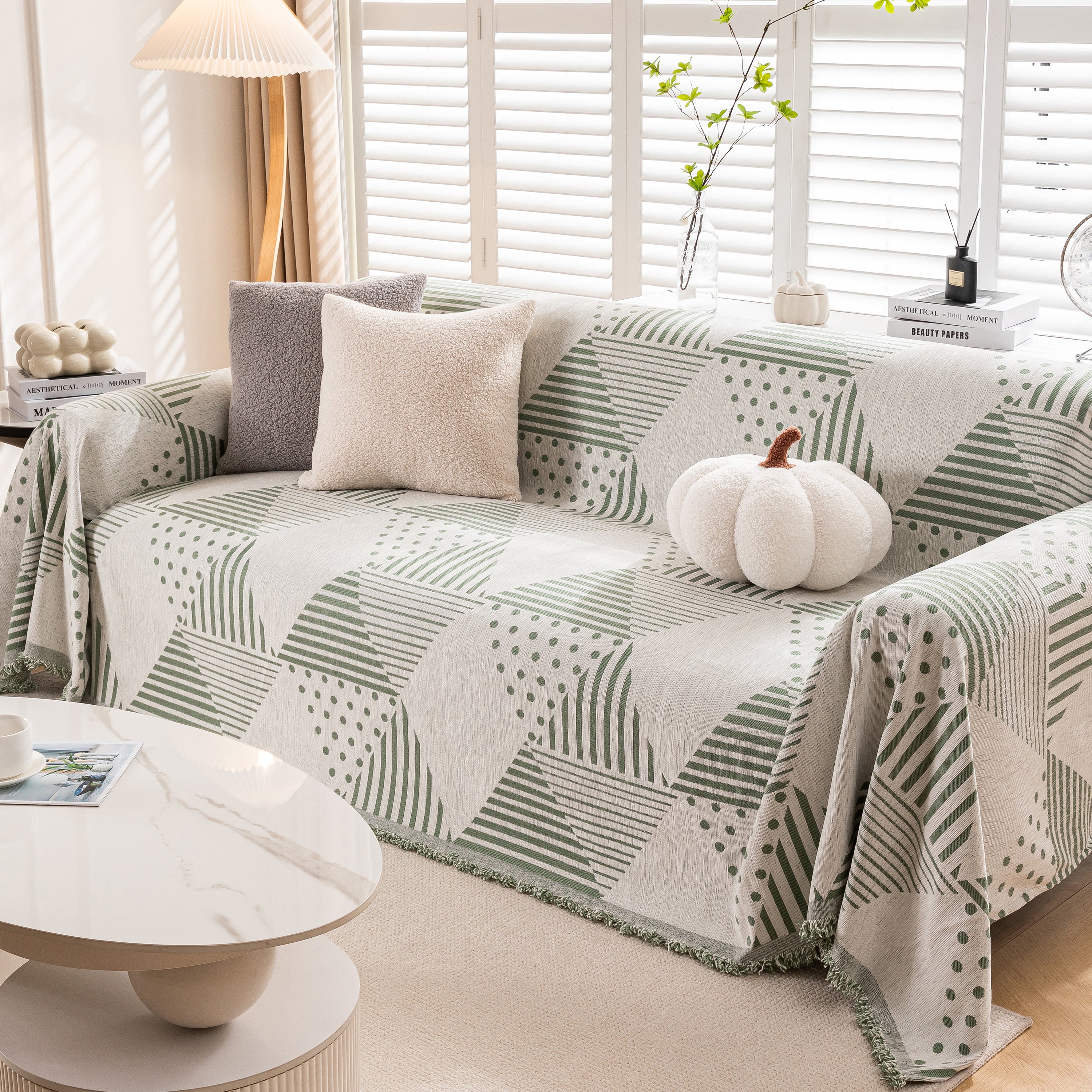 Chenille Geometric Patterned Sofa Throw, Couch Covers for Sectionals for Pets, Throw Cover for Couch