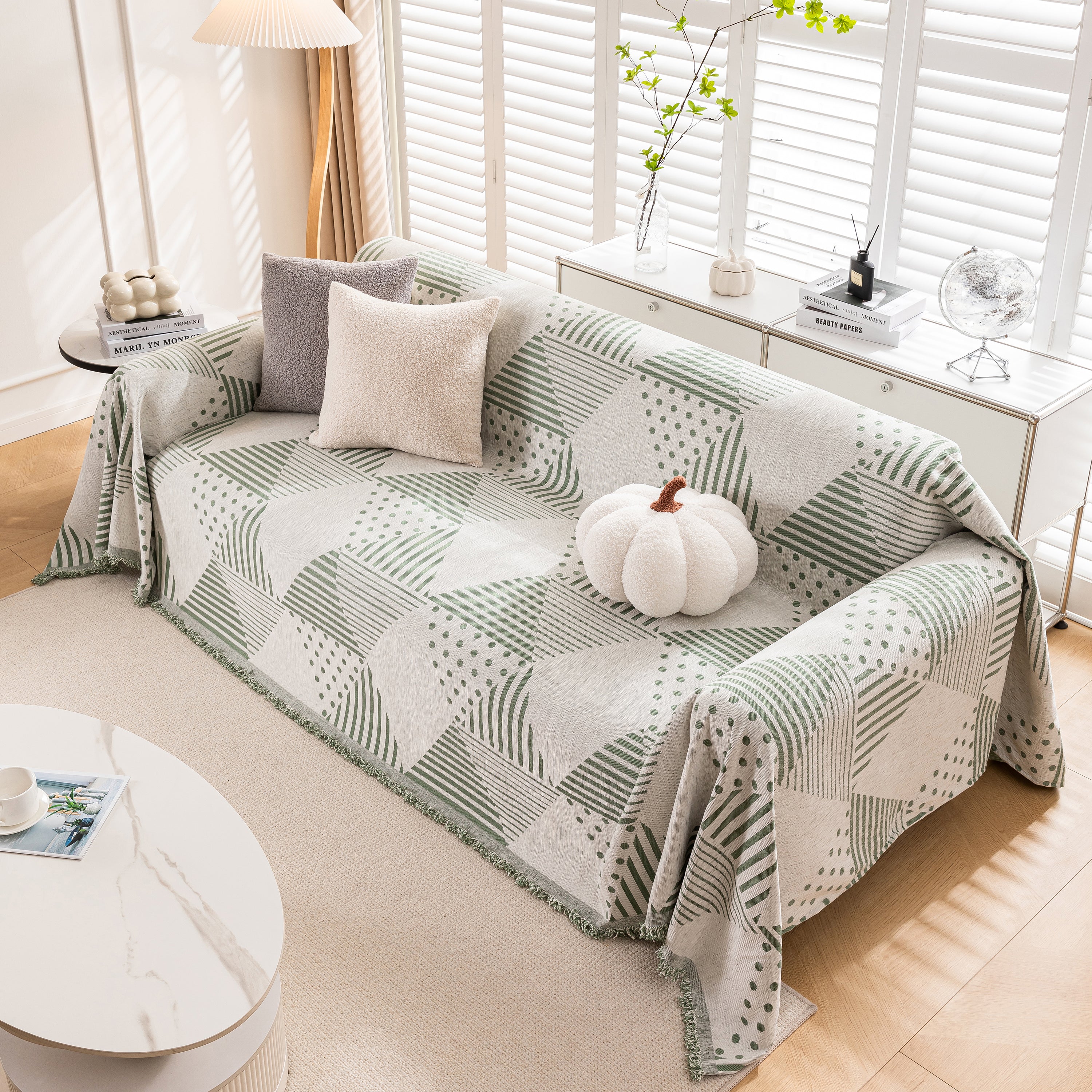 Chenille Geometric Patterned Sofa Throw, Couch Covers for Sectionals for Pets, Throw Cover for Couch
